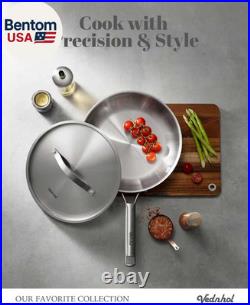 Stainless Steel Cookware Set, 14 Pcs Tir-Ply Pots and Pans Set, PFOA&PTFE Free
