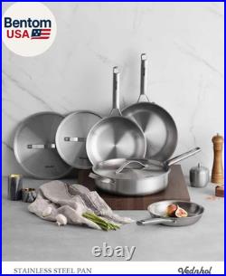 Stainless Steel Cookware Set, 14 Pcs Tir-Ply Pots and Pans Set, PFOA&PTFE Free
