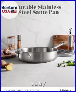 Stainless Steel Cookware Set, 14 Pcs Tir-Ply Pots and Pans Set, PFOA&PTFE Free