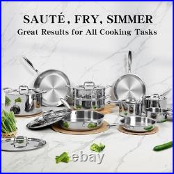 Stainless Steel Cookware Set 17 Piece 3 Ply Pots and Pans Kitchenware Set