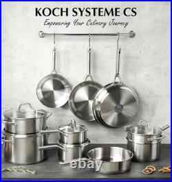 Stainless Steel Cookware Set 17 Piece, Professional 18/10 Stianless Steel Pots a