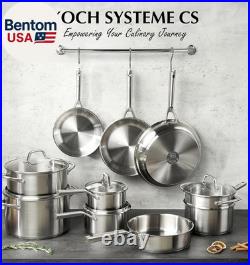 Stainless Steel Cookware Set 17 Piece, Professional 18/10 Stianless Steel Pots a