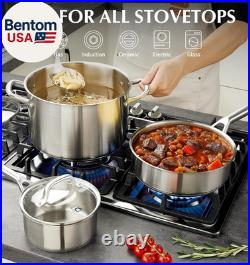 Stainless Steel Cookware Set 17 Piece, Professional 18/10 Stianless Steel Pots a