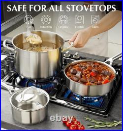 Stainless Steel Cookware Set 17 Piece, Professional 18/10 Stianless Steel Pots a