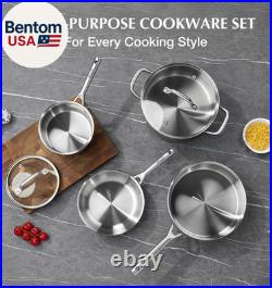 Stainless Steel Cookware Set 17 Piece, Professional 18/10 Stianless Steel Pots a