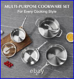 Stainless Steel Cookware Set 17 Piece, Professional 18/10 Stianless Steel Pots a