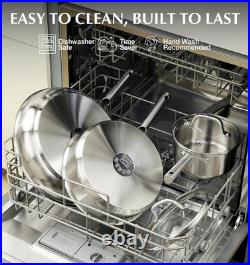 Stainless Steel Cookware Set 17 Piece, Professional 18/10 Stianless Steel Pots a