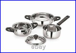 Stainless Steel Cookware Set, 4-Pieces, Silver Stylish Serve-ware