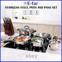 Stainless Steel Cookware Set Induction Tri-Ply Base Pots and Pans, 10-Piece