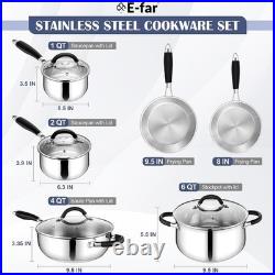 Stainless Steel Cookware Set Induction Tri-Ply Base Pots and Pans, 10-Piece