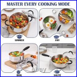 Stainless Steel Cookware Set Induction Tri-Ply Base Pots and Pans, 10-Piece