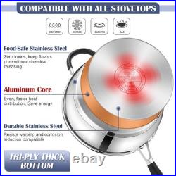 Stainless Steel Cookware Set Induction Tri-Ply Base Pots and Pans, 10-Piece