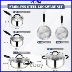 Stainless Steel Cookware Set Induction Tri-Ply Base Pots and Pans, 10-Piece Stainless Steel Cookware Set Induction Tri-Ply Base Pots and Pans, 10-Piece