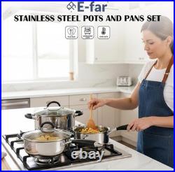Stainless Steel Cookware Set Induction Tri-Ply Base Pots and Pans, 10-Piece