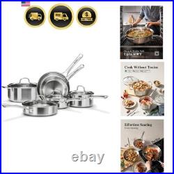 Stainless Steel Cookware Set, Tir-Ply Pots and Pans Set, 10 Pcs Stainless Steel
