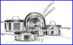 Stainless Steel Cookware Set, Tir-Ply Pots and Pans Set, 10 Pcs Stainless Steel