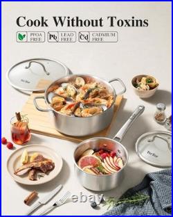 Stainless Steel Cookware Set, Tir-Ply Pots and Pans Set, 10 Pcs Stainless Steel