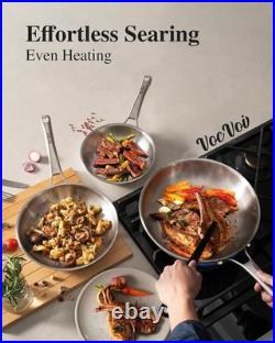 Stainless Steel Cookware Set, Tir-Ply Pots and Pans Set, 10 Pcs Stainless Steel