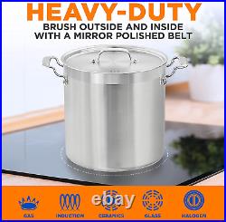 Stainless Steel Cookware Stock Pot 24 Quart, Heavy Duty Induction Pot, Soup