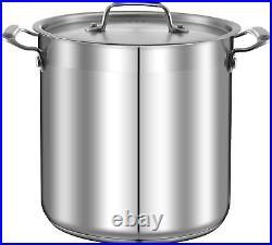 Stainless Steel Cookware Stockpot 20 Quart, Heavy Duty Induction Pot, Soup Pot