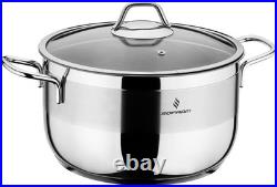 Stainless Steel Deep Stock Pot with Glass Lid Soup Pot Deep Casserole Cooking Po