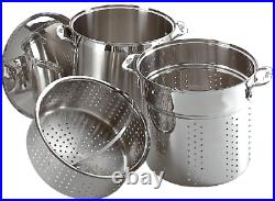Stainless Steel Dishwasher Safe 12-Quart Multi Cook Cookware Set 3-Piece, Silver