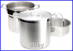 Stainless Steel Dishwasher Safe 12-Quart Multi Cook Cookware Set 3-Piece, Silver
