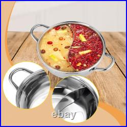 Stainless Steel Divided Hot Pot Stock Pot for Household Camping Commercial