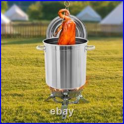 Stainless Steel Fryer Stock-Pot Soup Cooking Steaming with Draining Bucket+Lid NEW