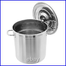 Stainless Steel Fryer Stock-Pot Soup Cooking Steaming with Draining Bucket+Lid NEW