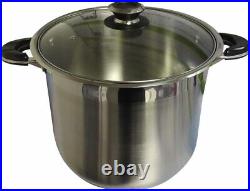 Stainless Steel Heavy Duty Tri-Ply Encapsulated Base Gourmet Stock Pot glass lid