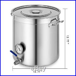 Stainless Steel Home Brew Kettle Brewing Stock Pot Beer withThermometer Lid
