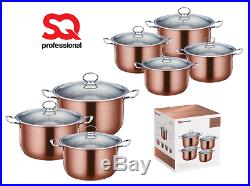 Stainless Steel Metallic Deep Stockpot Casserole Cooking Pot Pan Lid Set Axinite