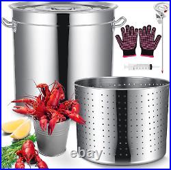 Stainless Steel Seafood Boil Pot with Basket, Stock Pot with Strainer Turkey Fry