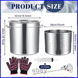 Stainless Steel Seafood Boil Pot with Basket, Stock Pot with Strainer Turkey Fry