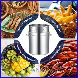 Stainless Steel Seafood Boil Pot with Basket, Stock Pot with Strainer Turkey Fry