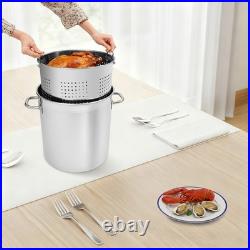 Stainless Steel Soup Cooking Steaming Fryer Stock-Pot with Draining Bucket+Lid