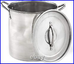 Stainless Steel Stock Pot 20 Quart Double Sided Metal Handles Silver NEW