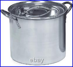 Stainless Steel Stock Pot 20 Quart Double Sided Metal Handles Silver NEW
