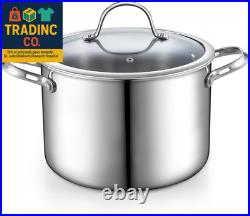 Stainless Steel Stock Pot, 8-Quart Multi-Ply Clad Cooking Canning Pot with Lid