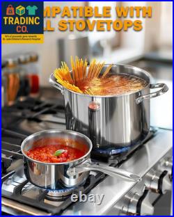 Stainless Steel Stock Pot, 8-Quart Multi-Ply Clad Cooking Canning Pot with Lid