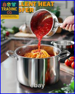 Stainless Steel Stock Pot, 8-Quart Multi-Ply Clad Cooking Canning Pot with Lid