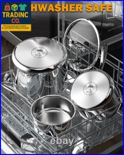 Stainless Steel Stock Pot, 8-Quart Multi-Ply Clad Cooking Canning Pot with Lid