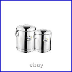 Stainless Steel Stock Pot/Drum/Rice, Flour, Noodles Storage Box Container set of 2