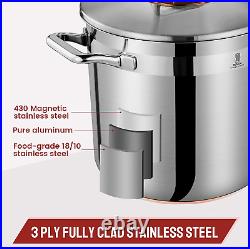 Stainless Steel Stock Pot Heavy Duty Large Lid 7.5 Quart Soup Sauce Cook ware