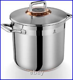 Stainless Steel Stock Pot Heavy Duty Large Lid 7.5 Quart Soup Sauce Cook ware
