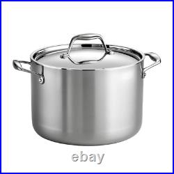 Stainless Steel Stock Pot Oven Safe Round Lidded Cookware Home Kitchen Use 8 Qt