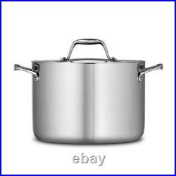 Stainless Steel Stock Pot Oven Safe Round Lidded Cookware Home Kitchen Use 8 Qt