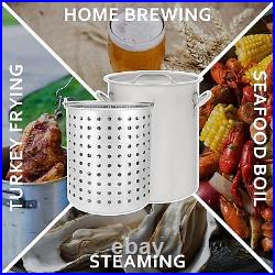 Stainless Steel Stock Pot W Basket Heavy Kettle Cookware Boiling 36 QT Silver