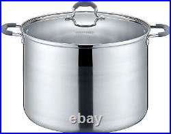 Stainless Steel Stock Pot with Glass Lid (Induction Compatible) (20 QT)